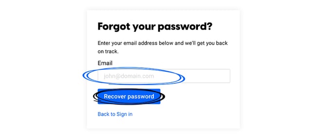 Enter your email address to recover-the password for your Flipsnack account