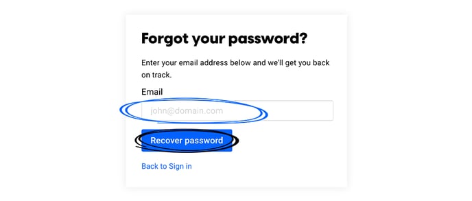 Enter your email address to recover-the password for your Flipsnack account