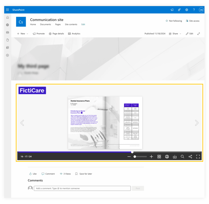 final-preview-of-the-embedded-flipbook-on-sharepoint