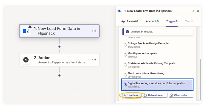 finding-the-flipbook-in-the-trigger-tab-in-zapier