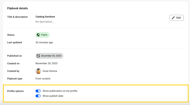 flipbook details, profile options-mh