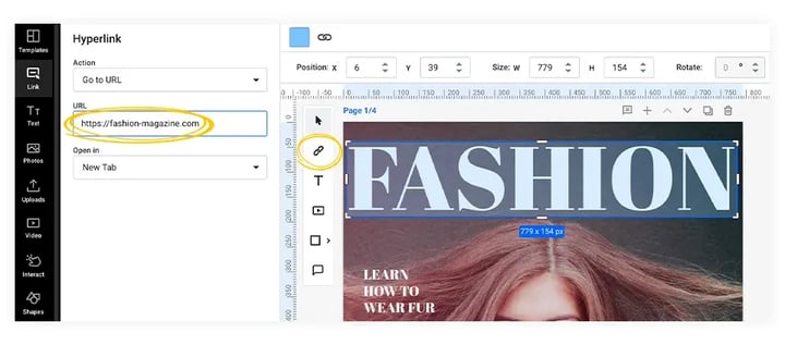 Adding links in the URL section in Design Studio