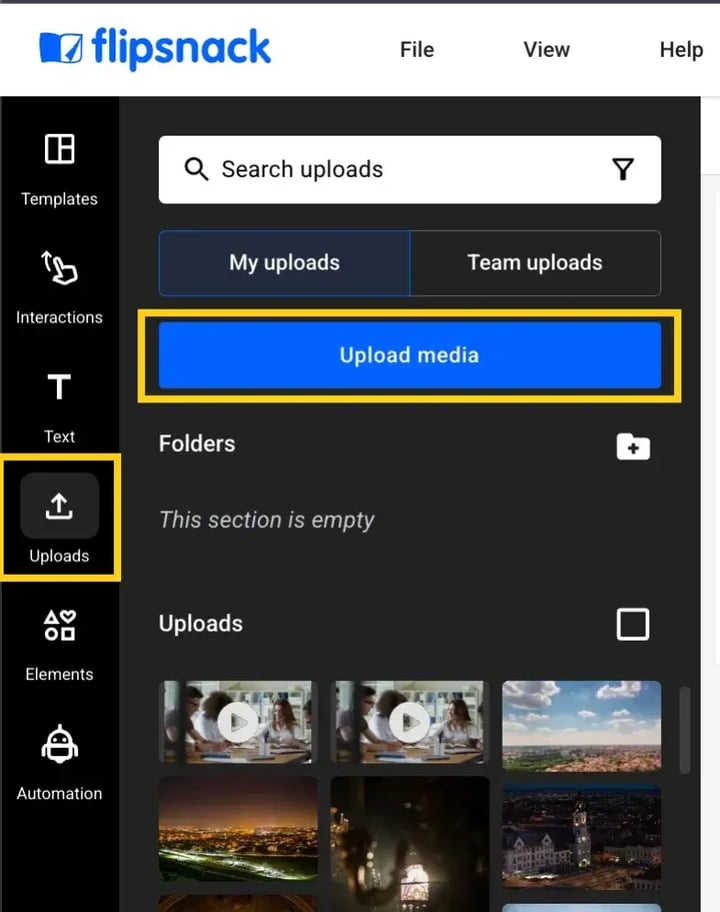 click-on-upload-media