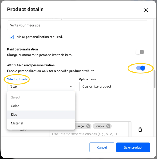 Customization only for specific product variants