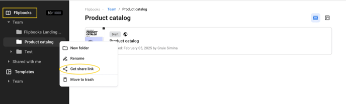 Folders and subfolders presented in Flipsnack
