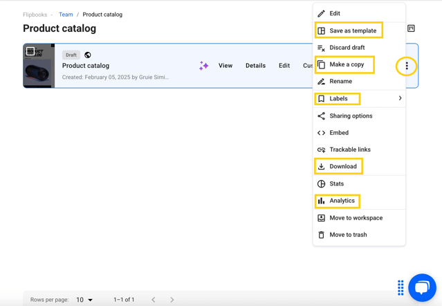 Rename flipbook option presented in Flipsnack