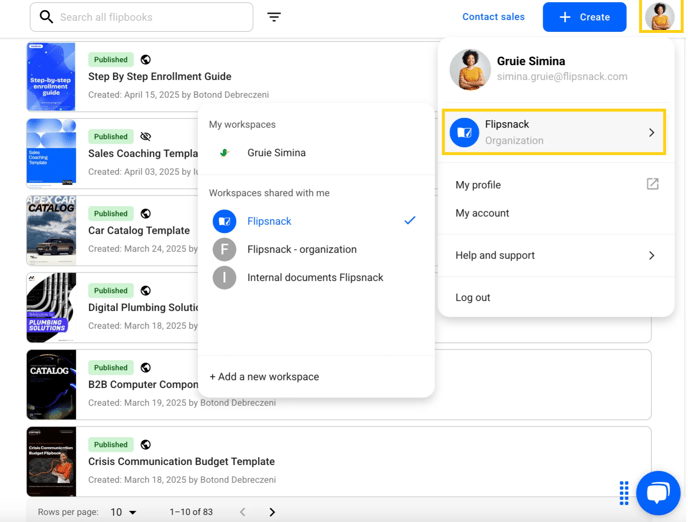 account-options-from-the-flipsnacks-main-dashboard