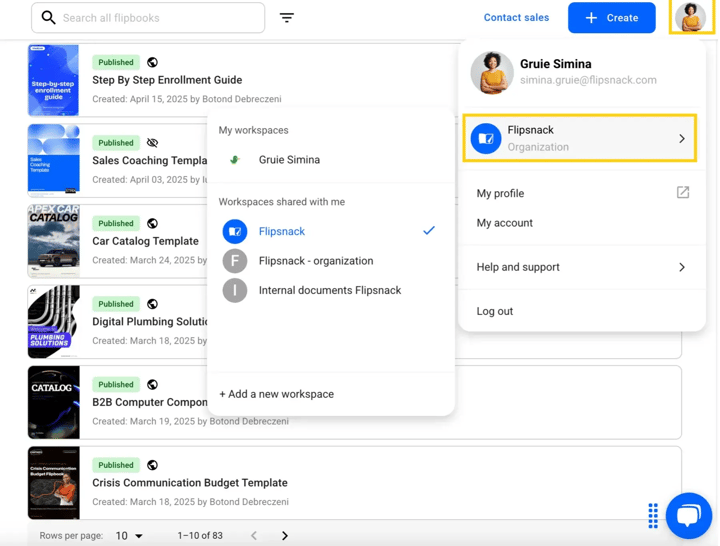 account-options-from-the-flipsnacks-main-dashboard