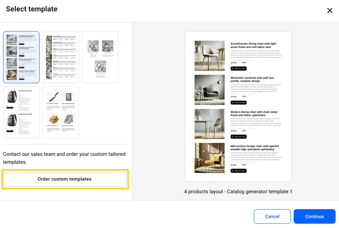 pick a template or order custom templates