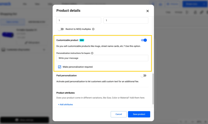 Customizable-product-to check-the-make personalization required