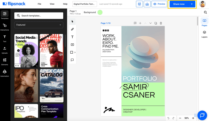 share your publication to enable SSo from Design Studio or Main Dashboard