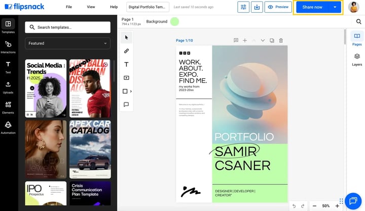 share your publication to enable SSo from Design Studio or Main Dashboard