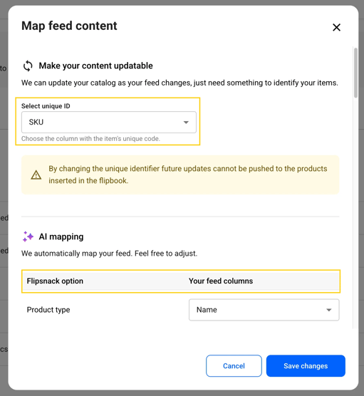 mapp feed content in Flipsnack
