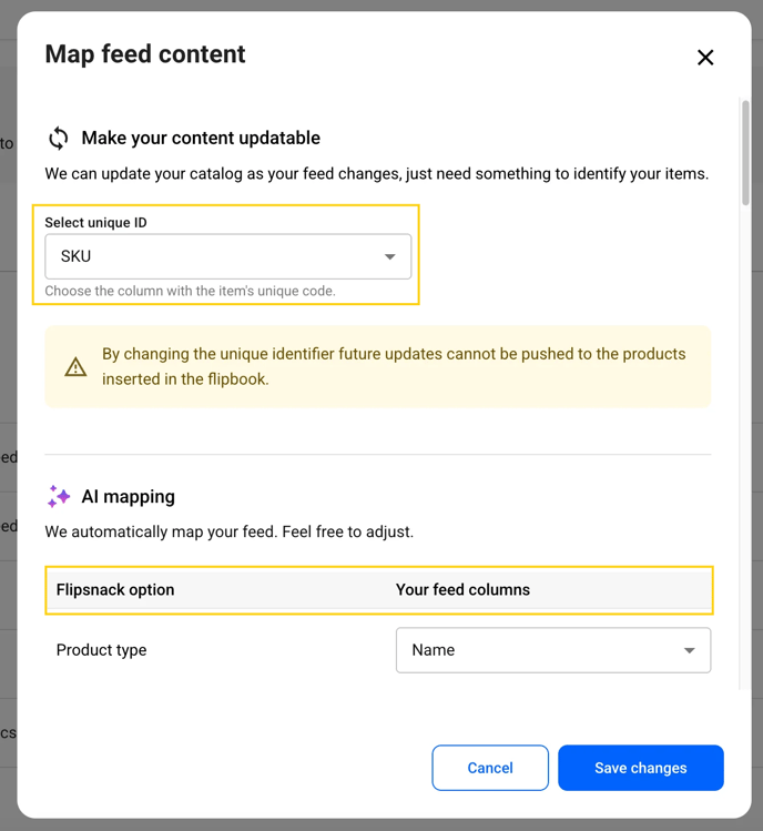 map feed content in Flipsnack