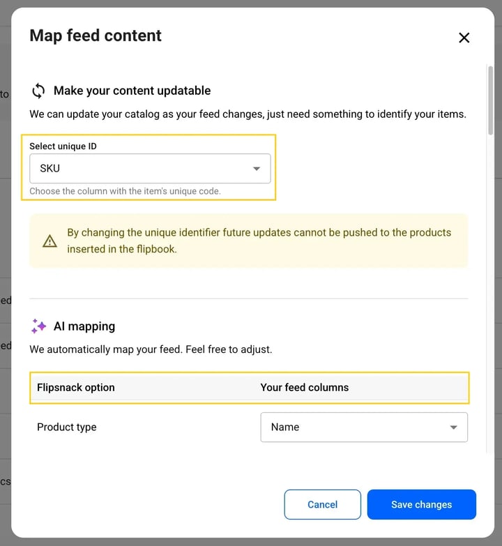 mapp feed content in Flipsnack