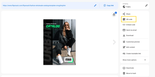 Download QR code button in flipsnack