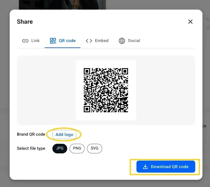 Brand your QR code by adding your logo