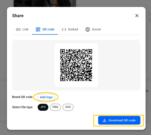 Brand your QR code by adding your logo