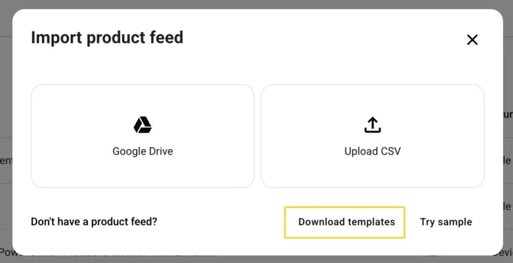 download templates for product feed