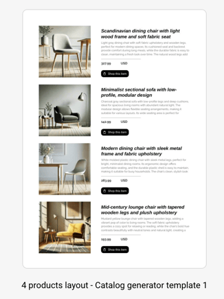 4 layout catalog for catalog generator in Flipsnack