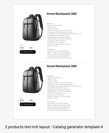 2 layout catalog for catalog generator in Flipsnack