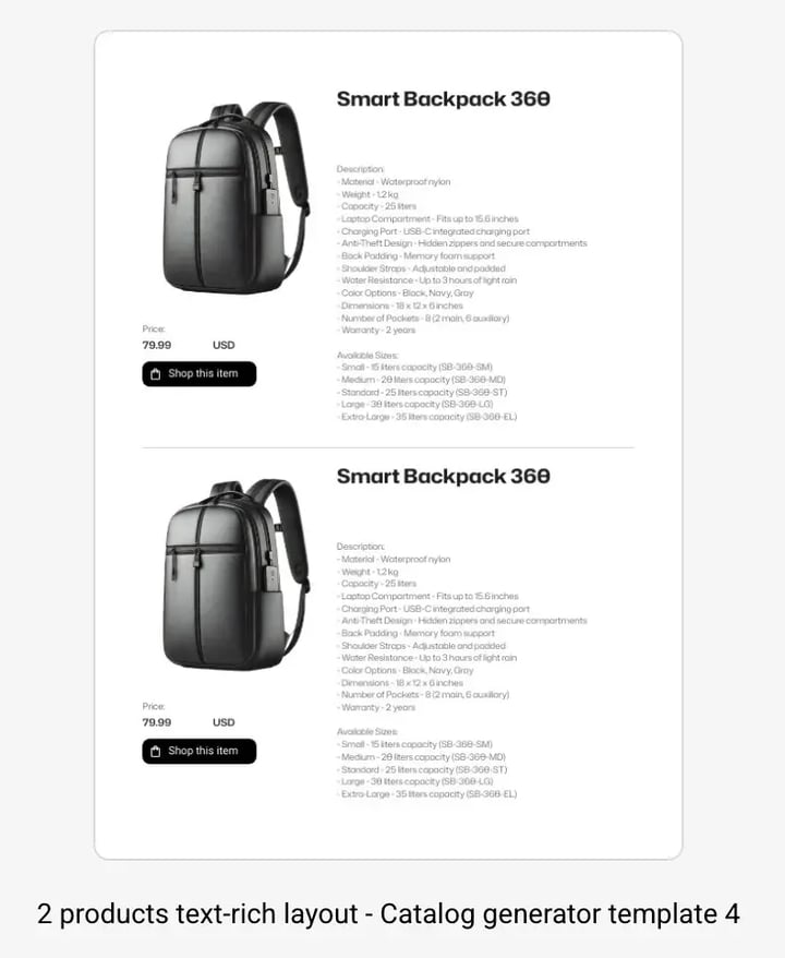 2 layout catalog for catalog generator in Flipsnack