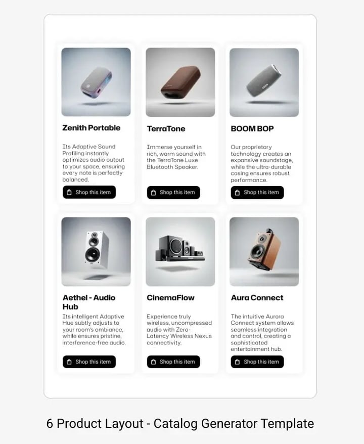 6 layout catalog for catalog generator in Flipsnack