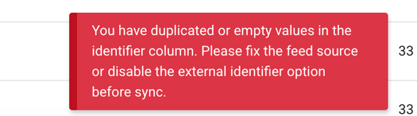 error message for sync