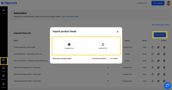 import feed for catalog generator-mh