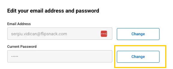 Change account password in Flipsnack