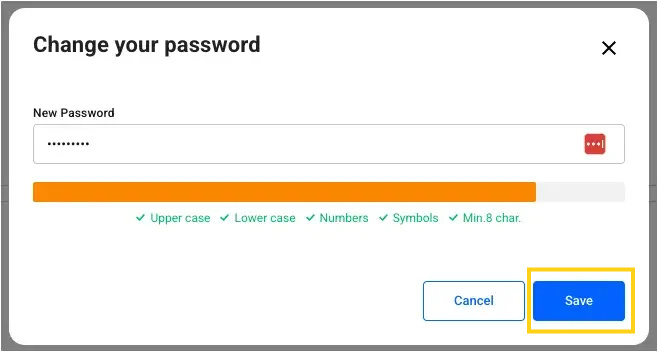 Save new password in Flipsnack