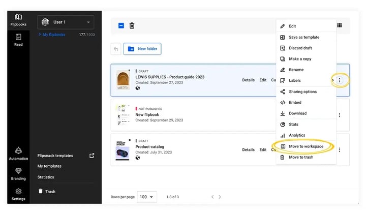 move-to-workspace-option-in-flipsnack