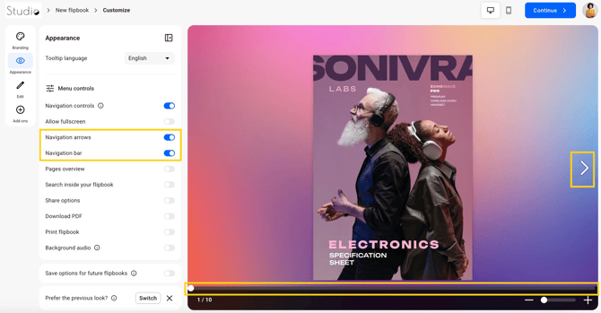 navigation arrows and navigation bar-mh