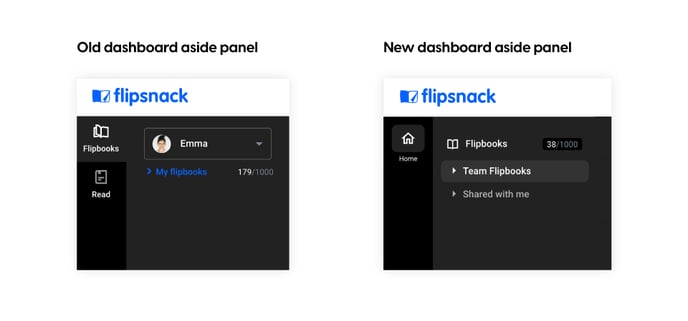 old-flipsnack-dashboard-aside-panel-vs-new-flipsnack-dashboard-aside-panel-1