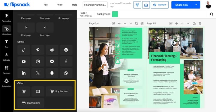 Other interactivity in Flipsnack