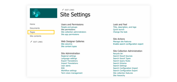 pages-menu-on-site-setting-page-on-sharepoint