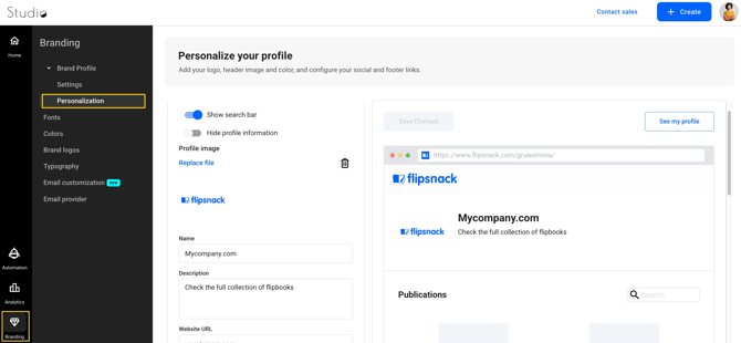 personalization in Flipsnack-mh