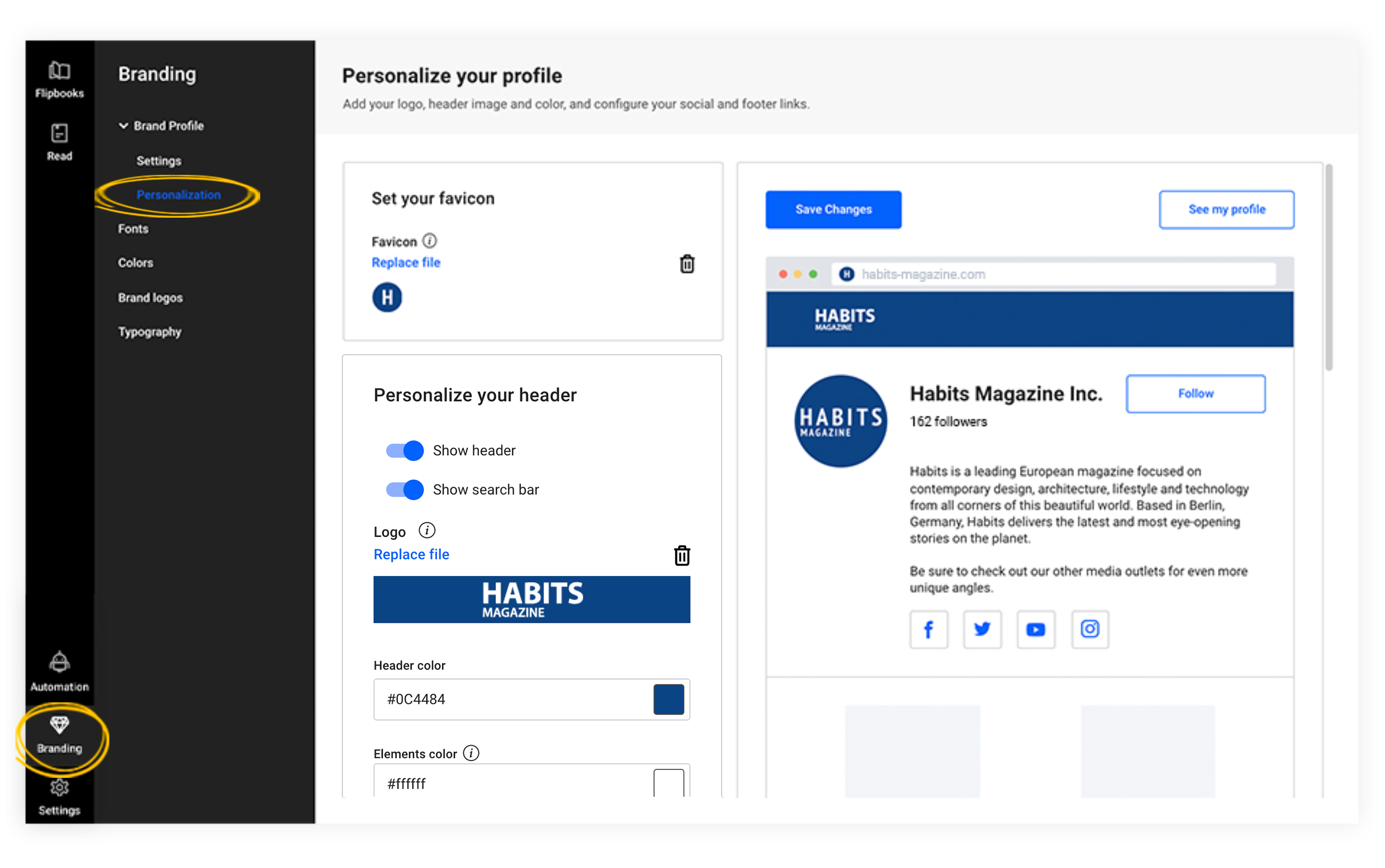 Branding Options For Profiles