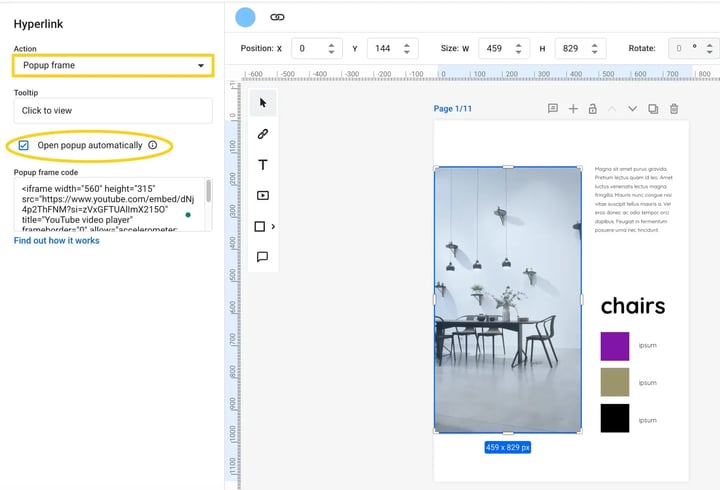 pop-up frame action and to open popup directly-mh