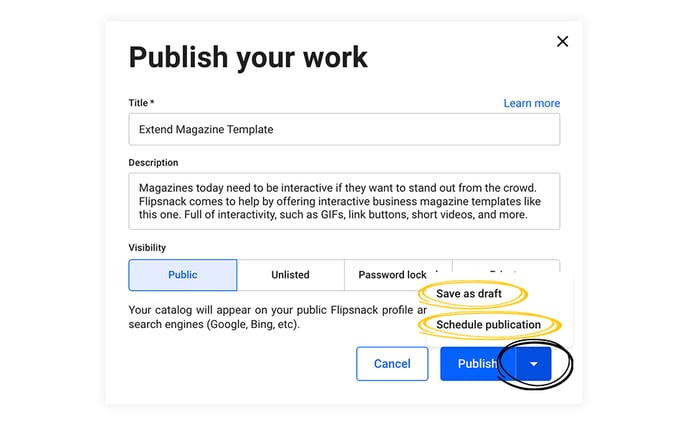 publishing-options-in-flipsnack