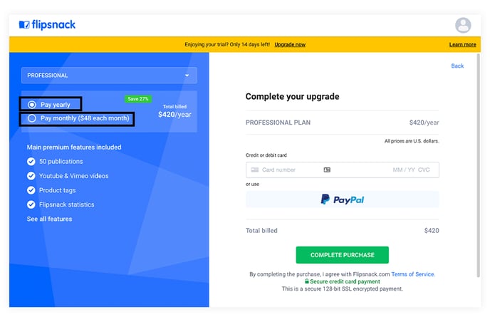 individual plan pricing options flipsnack