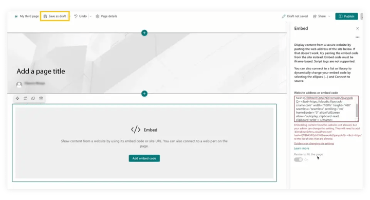 save-a-page-as-a-draft-on-sharepoint
