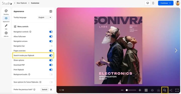 search inside your flipbook-mh
