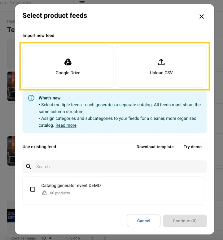 select or upload feed -mh