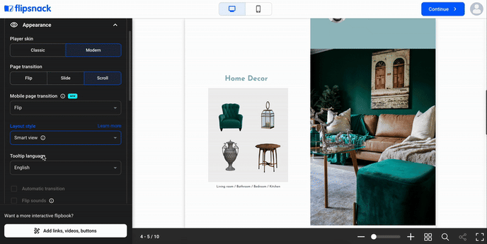 flipbook layout style