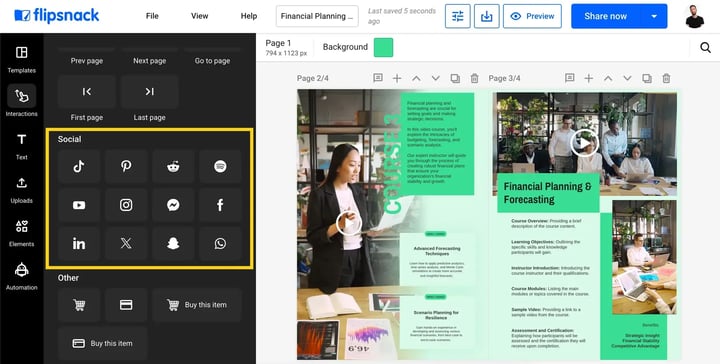 Social interactivity in Flipsnack