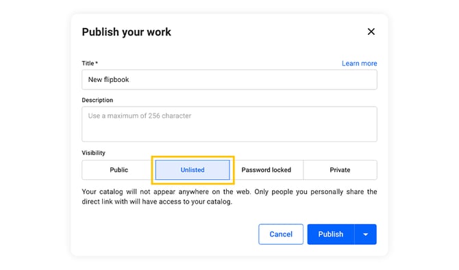 unlisted-publishing-options