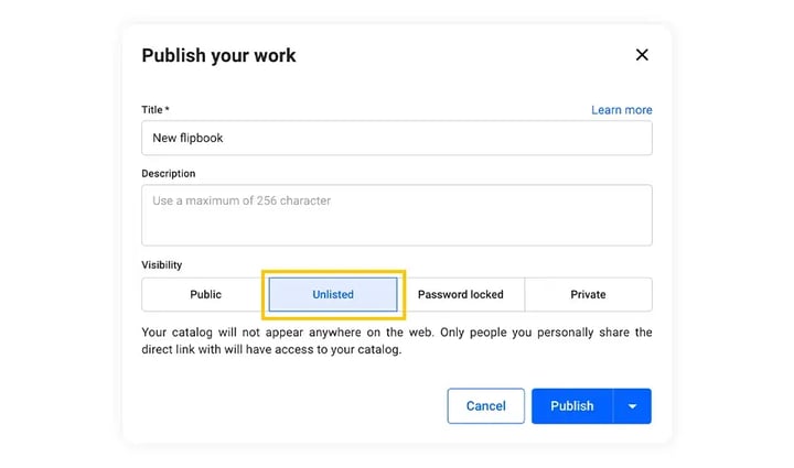 unlisted-publishing-options