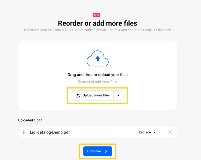 upload and click continue-mh