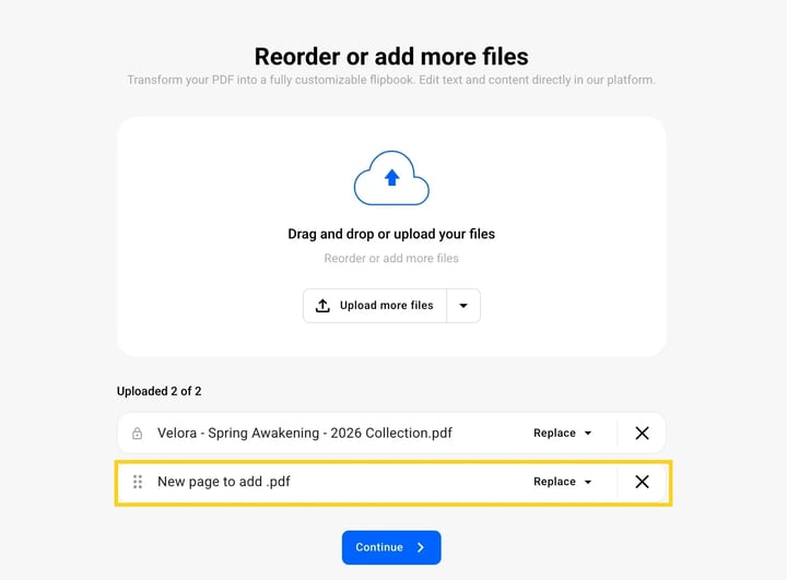 upload pdf to replace the imagine-mh
